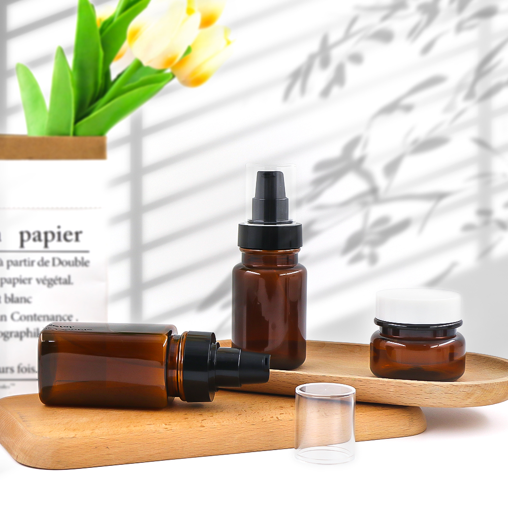 Juego de botellas cosméticas médicas de plástico PET cuadrado