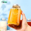 Lindo Boba Cups Tarro de té con leche de forma redonda con tapa de metal