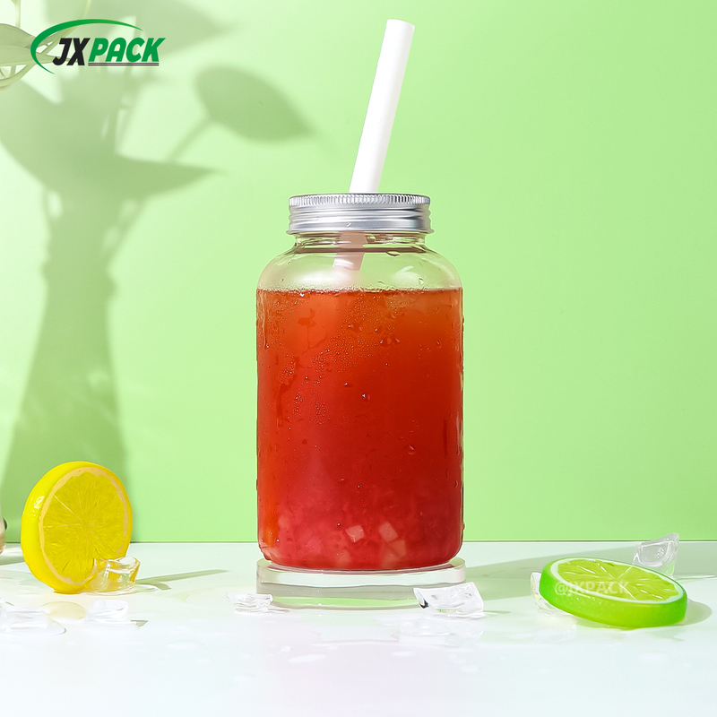 Botella plástica del jugo del tarro 500ml del caramelo del ANIMAL DOMÉSTICO con el casquillo de aluminio