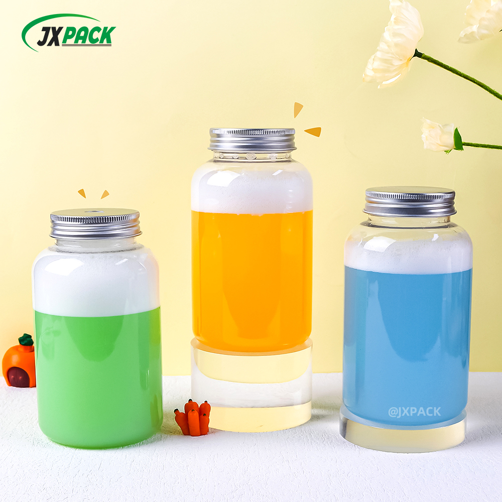 Lindo Boba Cups Tarro de té con leche de forma redonda con tapa de metal