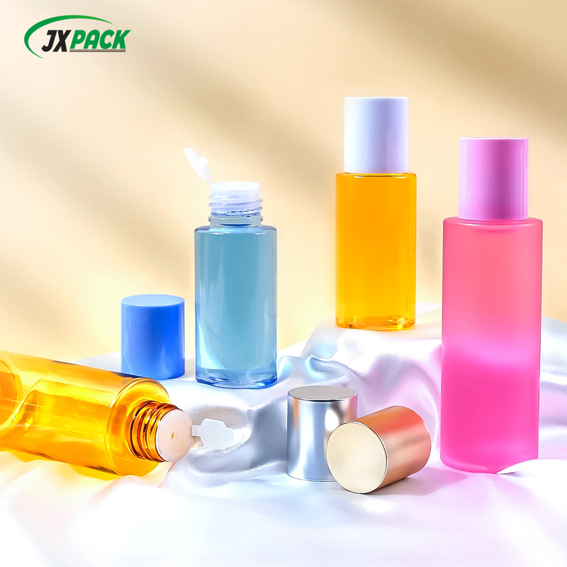 Botella de loción de plástico de 100 ml con tapa abatible para esencia facial