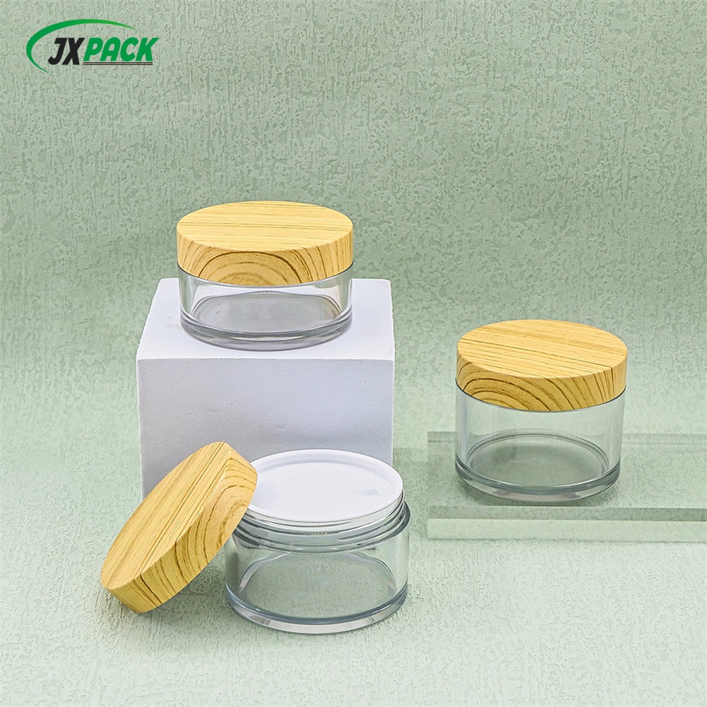 Contenedor de lujo para el cuidado de la piel, tarro de crema de 15 ml con tapa de madera